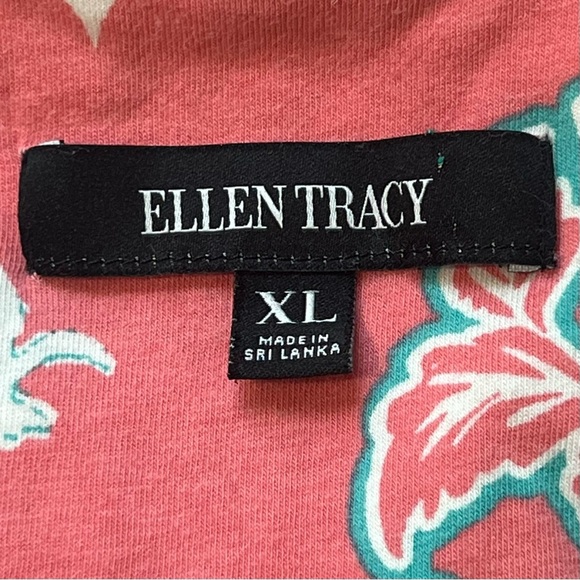 Ellen Tracy Floral Print Tunic Dress Keyhole Neckline 3/4 Sleeve Casual XL - Picture 7 of 8